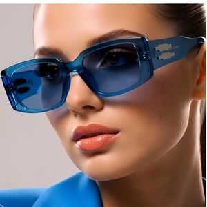 Women Sunglasses Fashion Designer Retro Trendy Fashion‎ Blue Frame UV400 Lentes